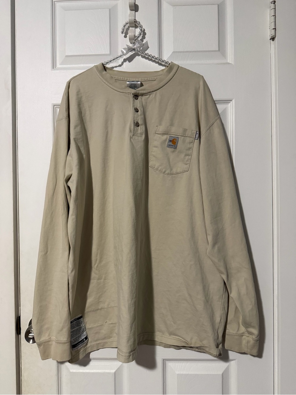 Carhartt Beige Henley Pocket Long Sleeve Work Shirt